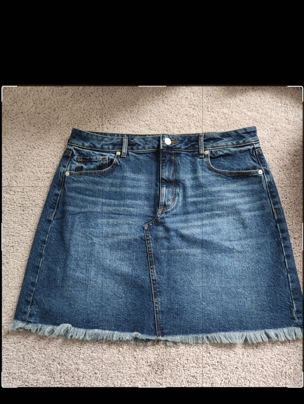 LOFT Blue Denim Mini Skirt with Frayed Hem